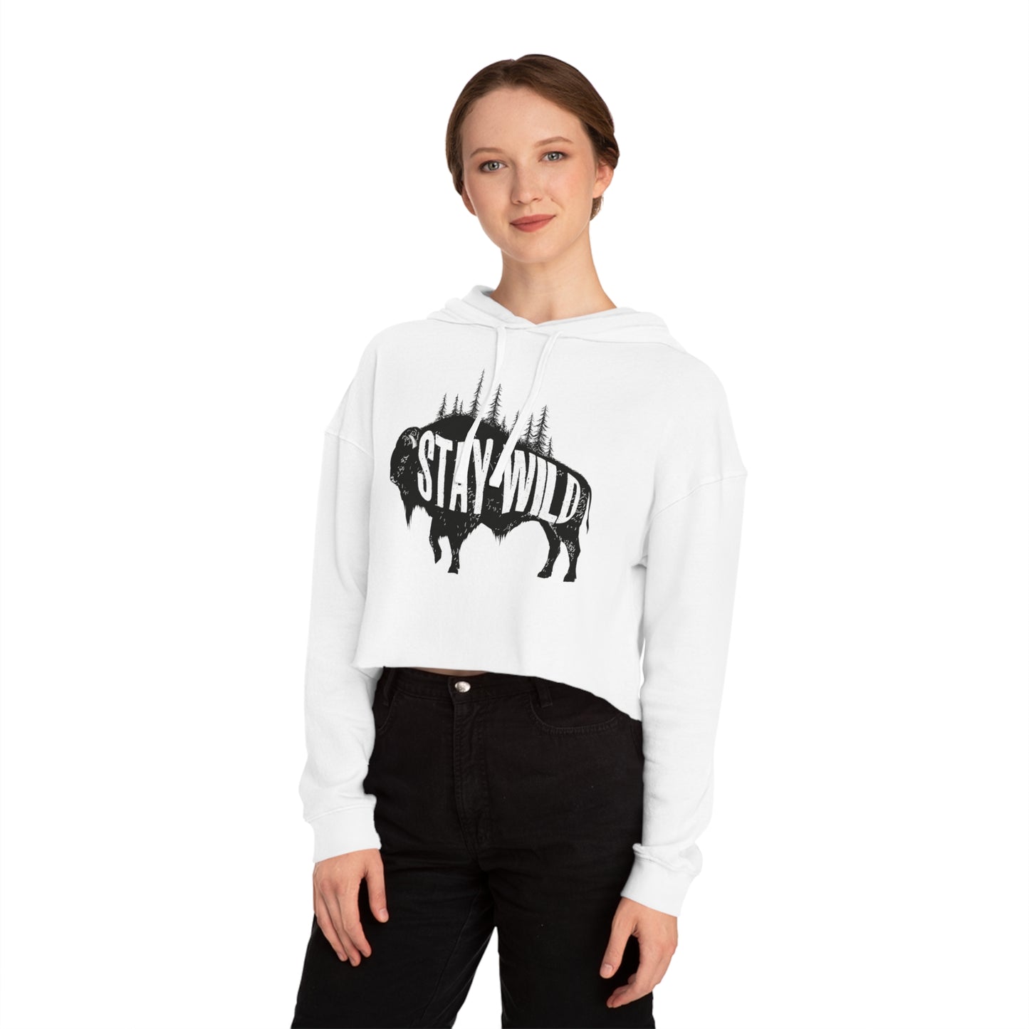 Cropped Hoodie Stay Wild Buffalo Women's Sweatshirt