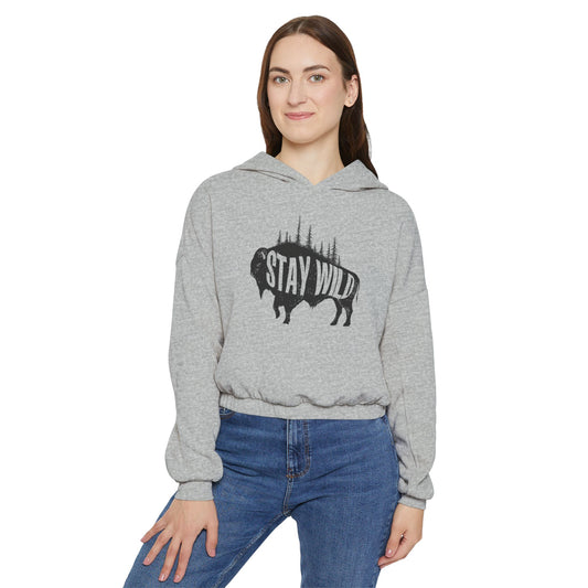 Women's Cinched Hoodie - Buffalo Stay Wild Design