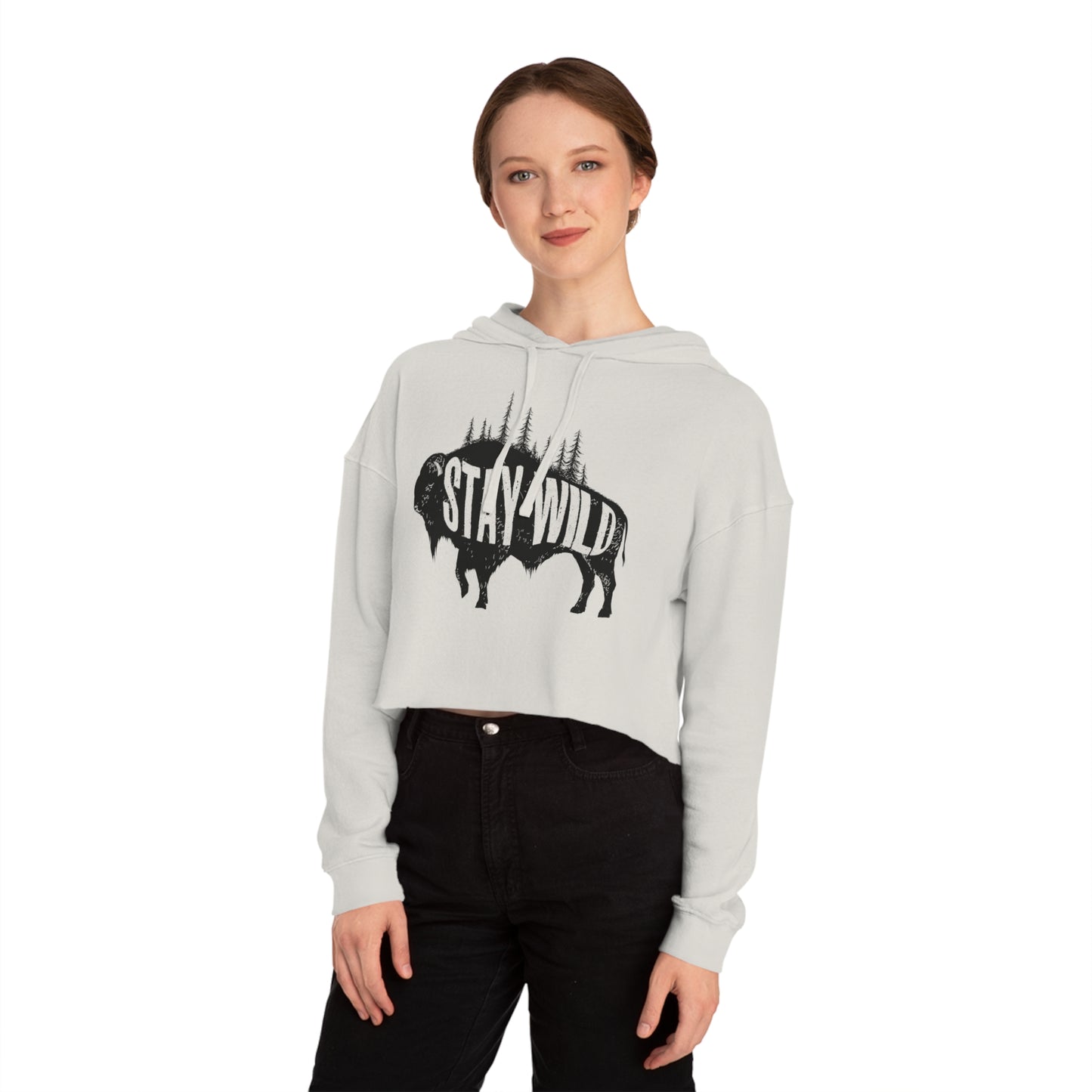 Cropped Hoodie Stay Wild Buffalo Women's Sweatshirt