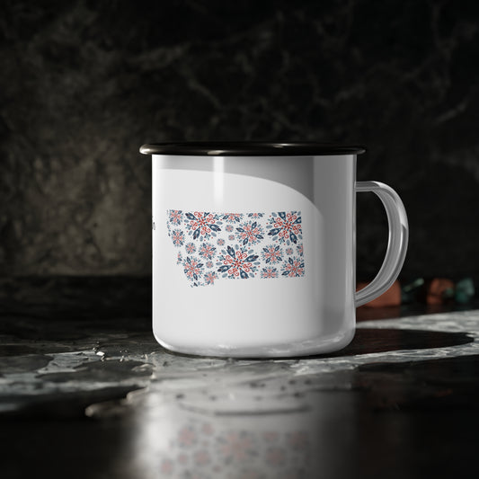 My Home in Montana Snowflake Enamel Camp Cup