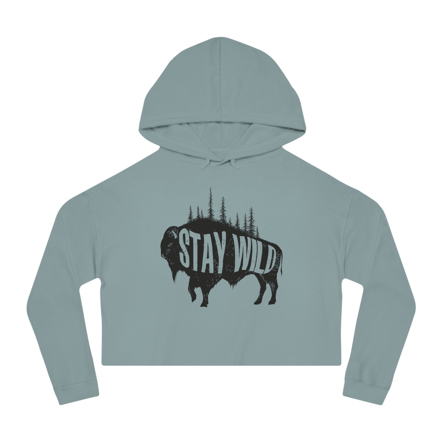 Cropped Hoodie Stay Wild Buffalo Women's Sweatshirt