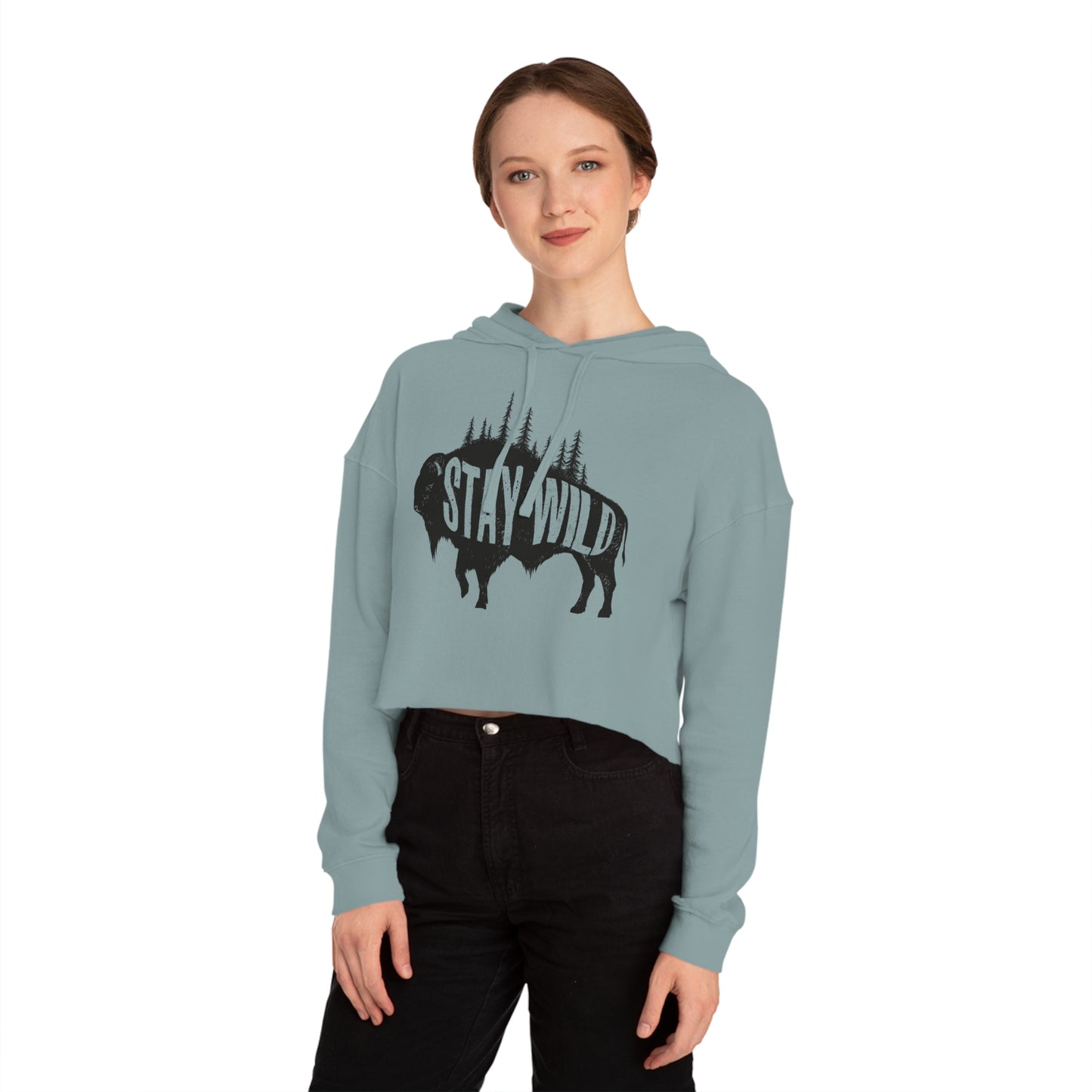 Cropped Hoodie Stay Wild Buffalo Women's Sweatshirt